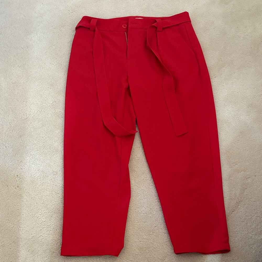 Luna Red Trousers with Belt